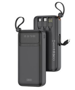 Power Bank 20.000 mAh, με 4 ενσωματωμένα καλώδια (1x USB-Α, 1x USB Type-C, 1x Micro USB, 1x Lightning) σε μαύρο χρώμα - XO PR279
