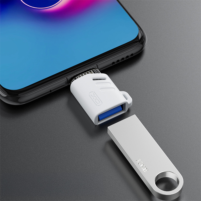 Αντάπτορας USB High-Speed type-C αρσ. - USB-Α θηλ., σε λευκό χρώμα - XO NB256B - Image 4