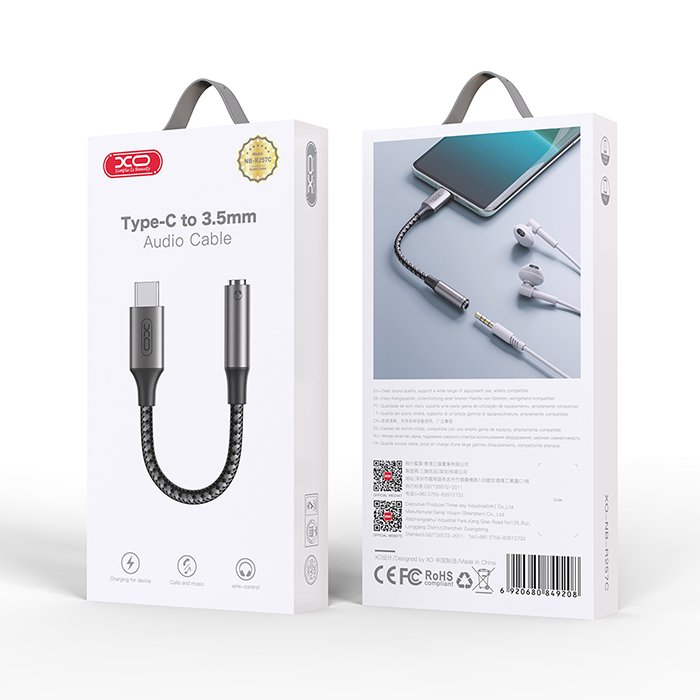 Καλώδιο-αντάπτορας USB High-Speed Type-C αρσ. - 3.5mm θηλ., 0.13m σε γκρι χρώμα - XO NB-R257C - Image 4