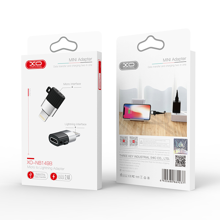 Αντάπτορας Micro USB High-Speed θηλ. - Lightning, σε μαύρο/ασημί χρώμα - XO NB149-B - Image 2