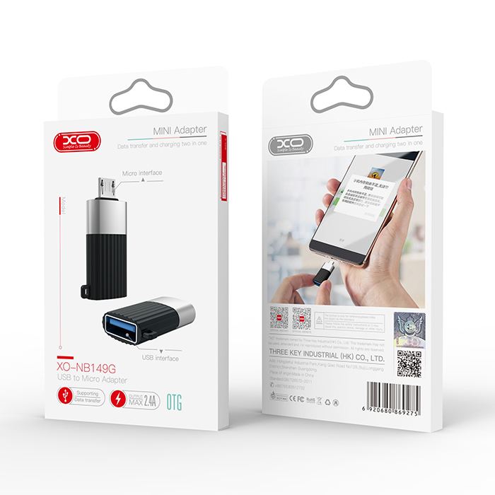Αντάπτορας USB High-Speed Α αρσ. - Micro USB αρσ., σε μαύρο χρώμα - XO NB149-G - Image 2