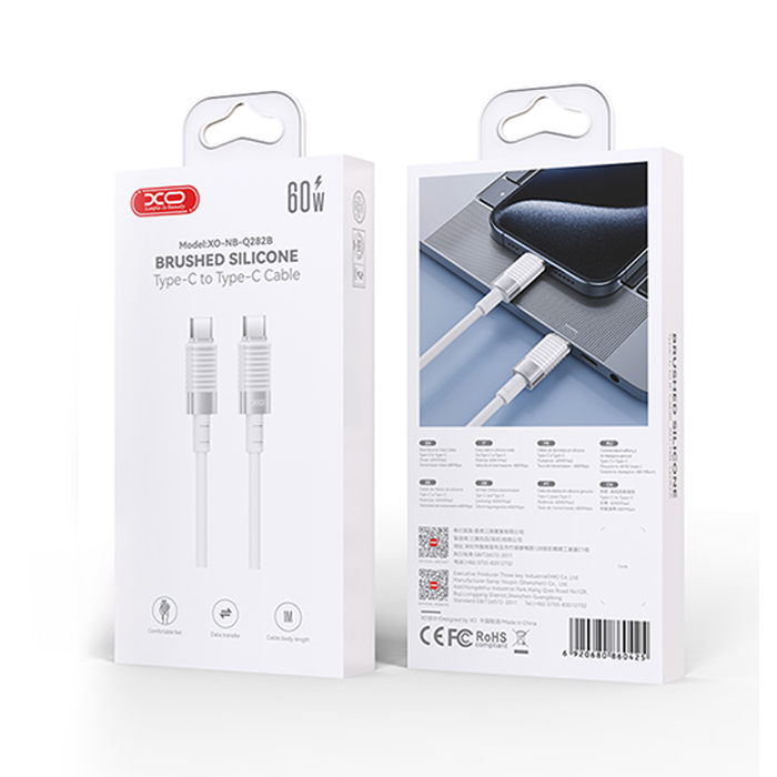 Καλώδιο USB High-Speed Type-C αρσ. - Type-C αρσ., 1.00m σε λευκό χρώμα - XO NB-Q282B - Image 3