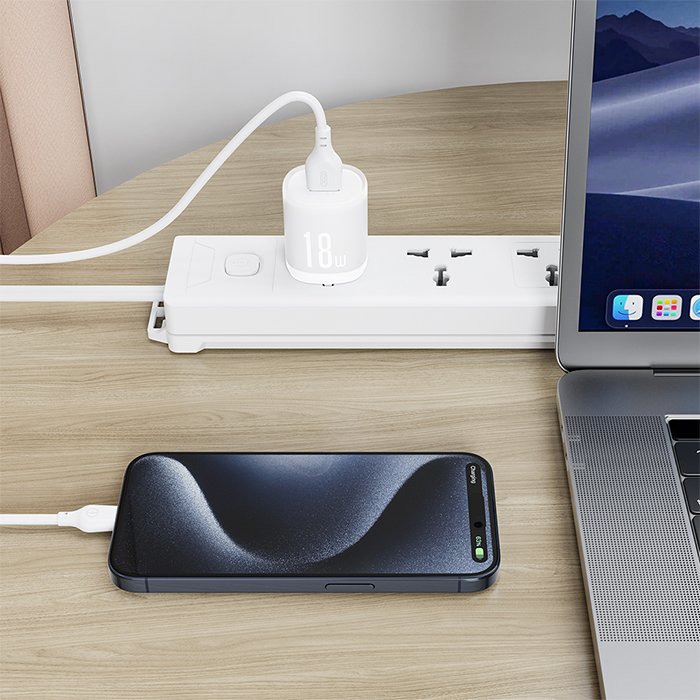 Universal φορτιστής με 1 έξοδο USB-A και αποσπώμενο καλώδιο USB-A - USB type-C, 18W σε λευκό χρώμα - XO L157 (EU) QC3.0 18W CHARGING CHARGER WITH TYPE-C CABLE (NB103) - Image 4