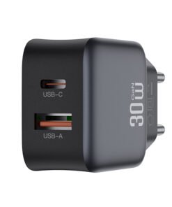 Universal φορτιστής με 2 εξόδους, 1xUSB-A & 1xUSB-C, PD30W & QC18W σε μαύρο χρώμα - XO L156 (EU) PD30W/QC18W (1A 1C) FAST CHARGER