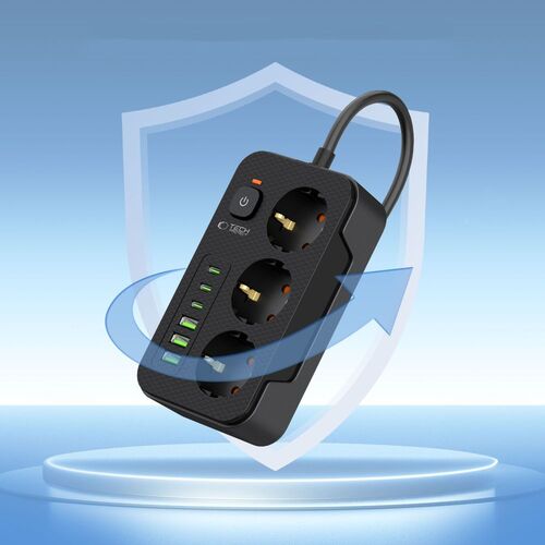 TECH-PROTECT PC3X6 πρίζα τροφοδοσίας 3 USB & 3 Type-C & 3 πρίζες 200 cm μαύρo (5906302310555) - Image 3