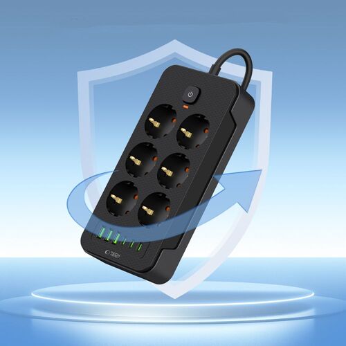 Πολύπριζο TECH-PROTECT PC6X6 3x USB & 3x Type-C & 6x πρίζα 200cm μαύρο (5906302310586) - Image 3