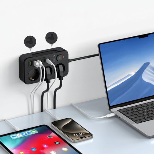 TECH-PROTECT PC3X6 πρίζα τροφοδοσίας 3 USB & 3 Type-C & 3 πρίζες 200 cm μαύρo (5906302310555) - Image 4
