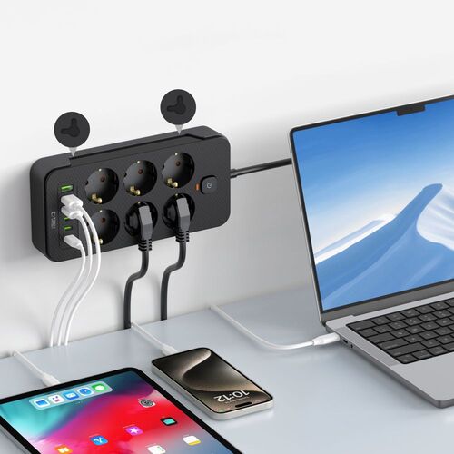 Πολύπριζο TECH-PROTECT PC6X6 3x USB & 3x Type-C & 6x πρίζα 200cm μαύρο (5906302310586) - Image 4