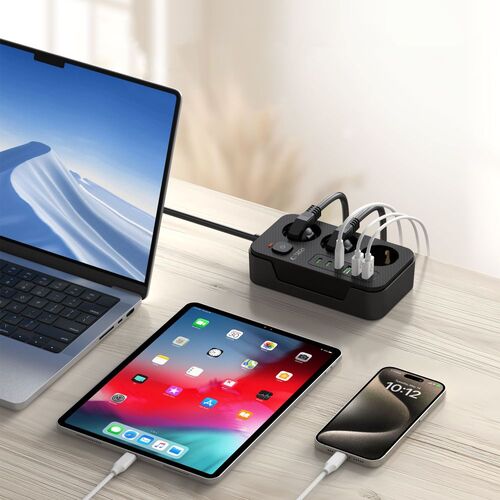 TECH-PROTECT PC3X6 πρίζα τροφοδοσίας 3 USB & 3 Type-C & 3 πρίζες 200 cm μαύρo (5906302310555) - Image 5