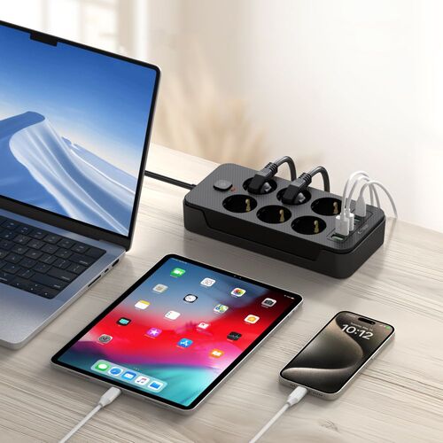 Πολύπριζο TECH-PROTECT PC6X6 3x USB & 3x Type-C & 6x πρίζα 200cm μαύρο (5906302310586) - Image 5
