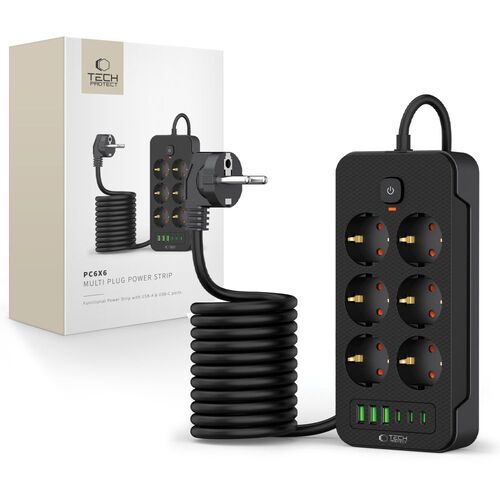 Πολύπριζο TECH-PROTECT PC6X6 3x USB & 3x Type-C & 6x πρίζα 200cm μαύρο (5906302310586) - Image 6