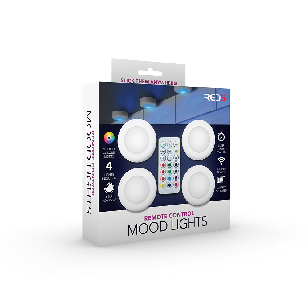 The Source – Remote Control Mood Lights – Σετ 4 Προβολέων LED με Τηλεχειριστήριο