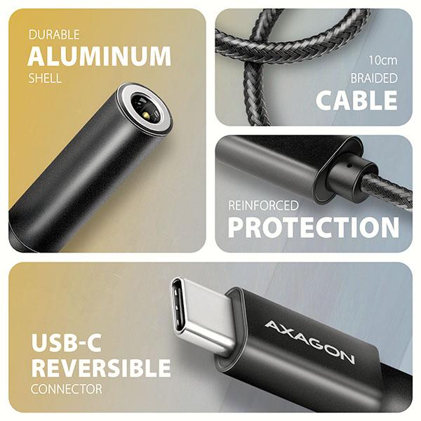 AXAGON ADA-HC USB-C - 3.5MM (F) CONNECTOR, HI-RES DAC, AUDIO ADAPTER 32BIT 384KHZ - Image 3