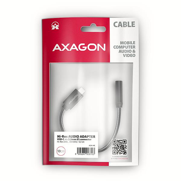 AXAGON ADA-HC USB-C - 3.5MM (F) CONNECTOR, HI-RES DAC, AUDIO ADAPTER 32BIT 384KHZ - Image 6