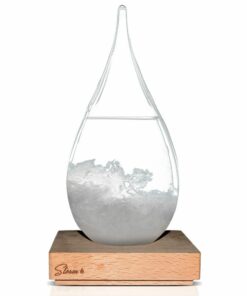 Storm Glass Drop Small – Μικρό Διακοσμητικό Βαρόμετρο σε Σχήμα Σταγόνας με Ξύλινη Βάση (13.5 cm)