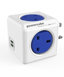 Allocacoc PowerCube Original 5 Outlets – UK With X2 Usb (Blue) - Πολύπριζο 5 θέσεων UK x 2 USB Μπλε - (7200BL/UKOUPC)