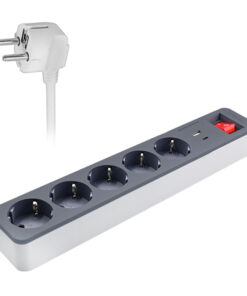 Πολύπριζο 5 θέσεων με διακόπτη ON/OFF και 2 θύρες USB (USB-C & USB-Α) - SONORA PSW501AC