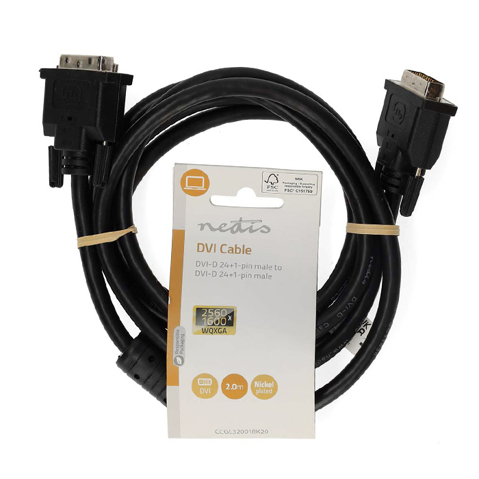 Καλώδιο DVI-D 24+1-Pin αρσ. - DVI-D 24+1-Pin αρσ, 2.00m σε μαύρο χρώμα. - NEDIS CCGL32001BK20 - Image 3