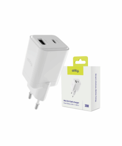 Φορτιστής τοίχου Allity GaN PD QC ATC-01-30WAC 1x USB-c 1x USB-a 30W λευκός