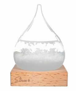 Storm Glass Drop Large – Μεγάλο Διακοσμητικό Βαρόμετρο σε Σχήμα Σταγόνας με Ξύλινη Βάση (22 cm)