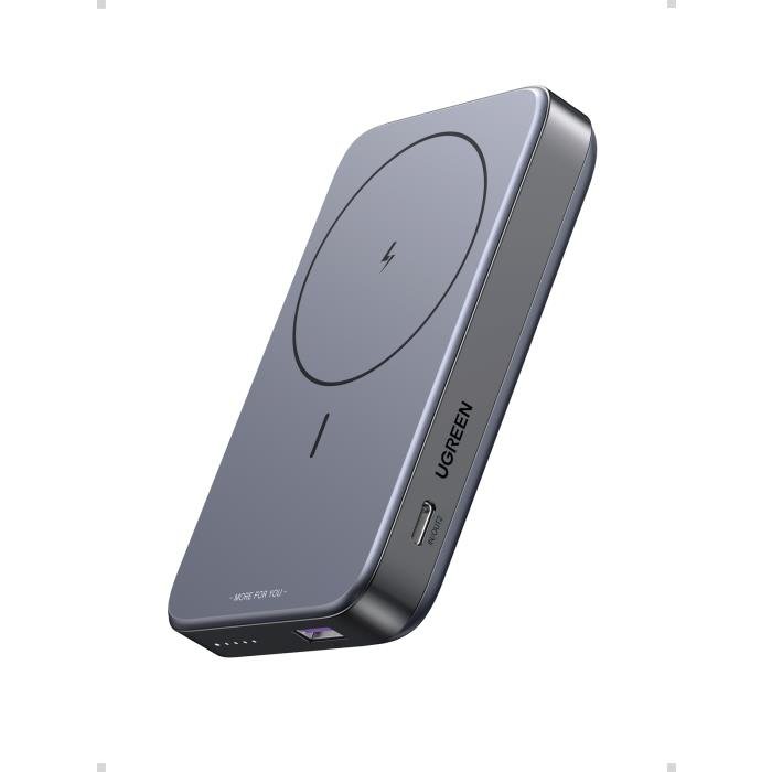 Power Bank 10000mAh PD 20W UGREEN PB206 15086, με Ασύρματη Φόρτιση Magnetic, 2 Θέσεων Γκρί
