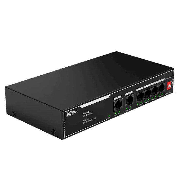 6-Port Unmanaged Ethernet Switch 10/100, με 4 θύρες PoE - DAHUA SF1006LP