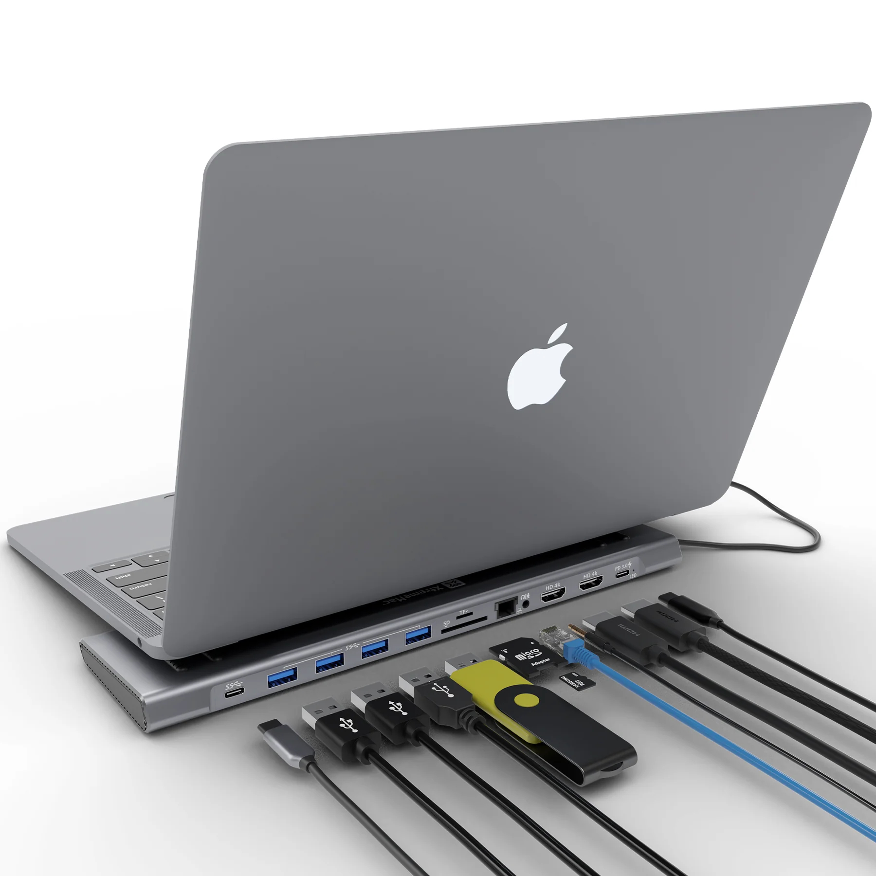 XTREME MAC (XWH-CDH-13) TYPE-C DOCKING HUB STATION - 12 PORTS ETHERNET, 2* HDMI, SD/MSD CARDS, USB-C PD 100W, USB-C, 4* USB 3.0, AUDIO IN/OUT