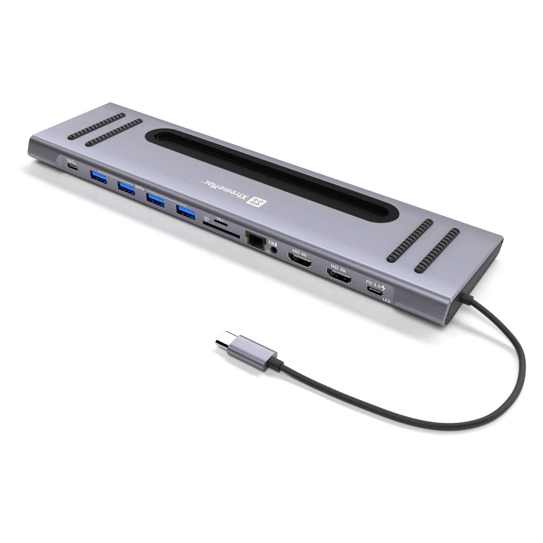 XTREME MAC (XWH-CDH-13) TYPE-C DOCKING HUB STATION - 12 PORTS ETHERNET, 2* HDMI, SD/MSD CARDS, USB-C PD 100W, USB-C, 4* USB 3.0, AUDIO IN/OUT - Image 2