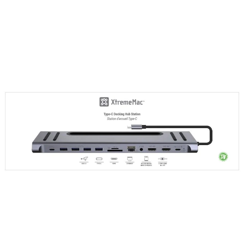 XTREME MAC (XWH-CDH-13) TYPE-C DOCKING HUB STATION - 12 PORTS ETHERNET, 2* HDMI, SD/MSD CARDS, USB-C PD 100W, USB-C, 4* USB 3.0, AUDIO IN/OUT - Image 5