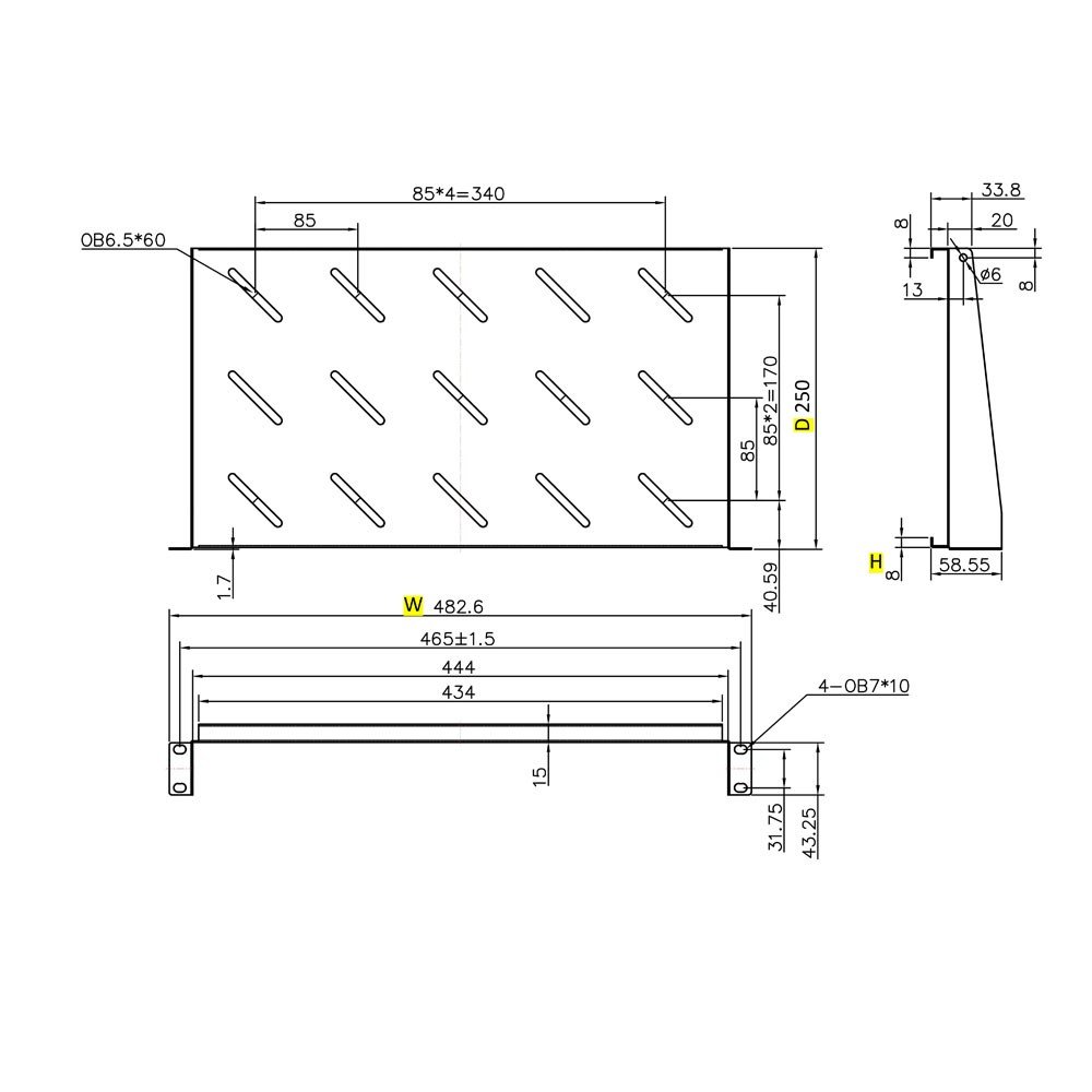Ράφι Cantilever 1U Power On CS-1-250 Βάθους 250mm - Image 2