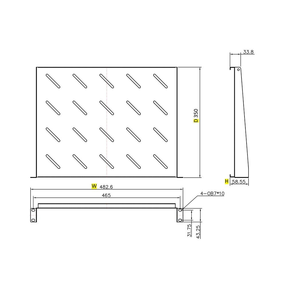 Ράφι Cantilever 1U Power On CS-1-350 Βάθους 350mm - Image 2