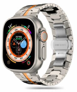 TECH-PROTECT STAINLESS LINE APPLE WATCH 8 / 9 / 10 / 11 / SE / ULTRA (44 / 45 / 46 / 49 MM) TITANIUM/ORANGE