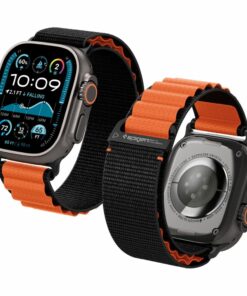 SPIGEN WBF1 ΛΟΥΡΑΚΙ APPLE WATCH 8 / 9 / 10 / 11 / SE / ULTRA (44 / 45 / 46 / 49 MM) ΜΑΥΡΟ/ΠΟΡΤΟΚΑΛΙ (AMP10145)