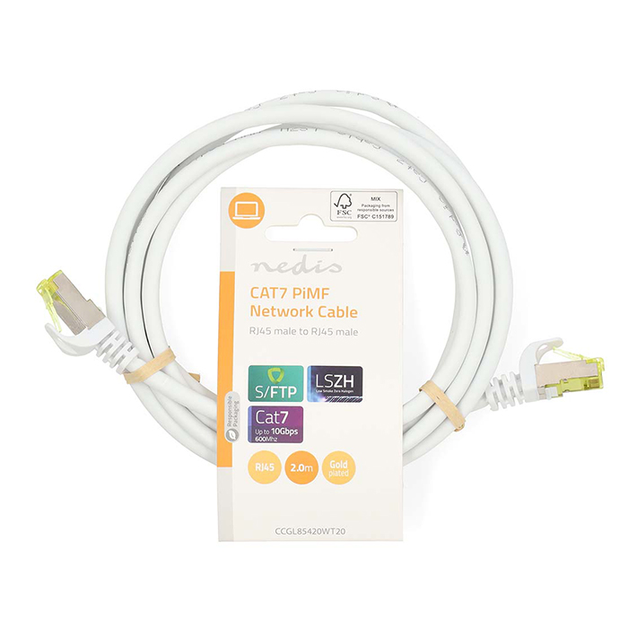 Καλώδιο δικτύου CAT 7, S/FTP, 2.00m σε λευκό χρώμα. - NEDIS CCGL85420WT20 - Image 3