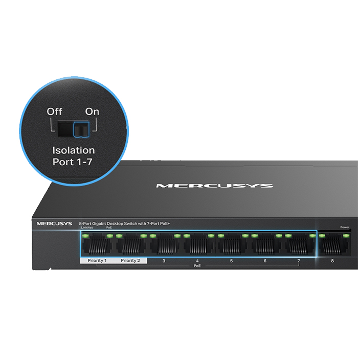 8-Port Gigabit desktop switch με 7 θύρες PoE+ - MERCUSYS MS108GP - Image 4