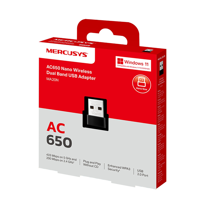 AC650 Nano wireless dual band USB adapter - MERCUSYS MA20N AC650 - Image 2