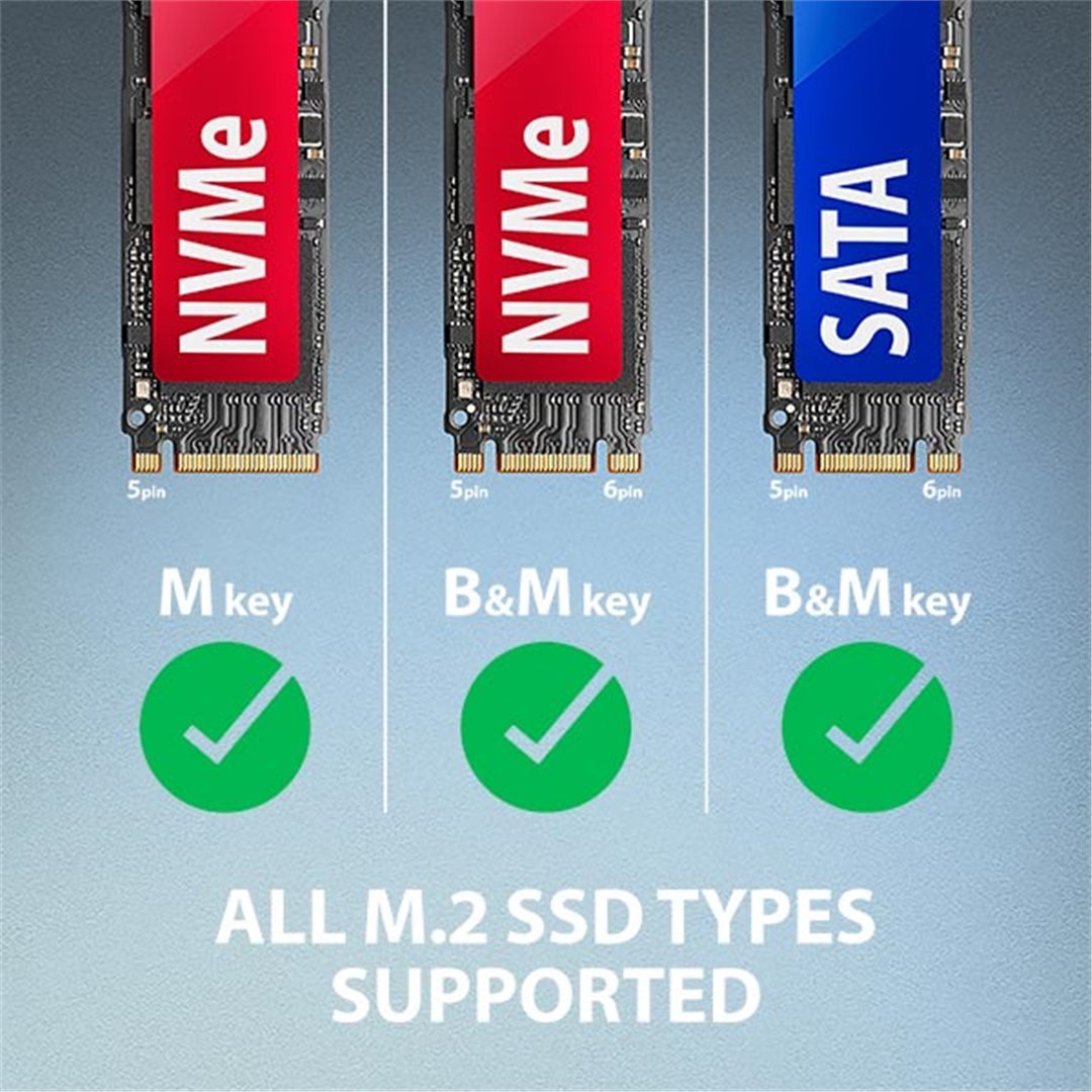 AXAGON ADM2-AM USB-A 3.2 GEN2 - 1X NVME/SATA SDD ADAPTER - Image 3