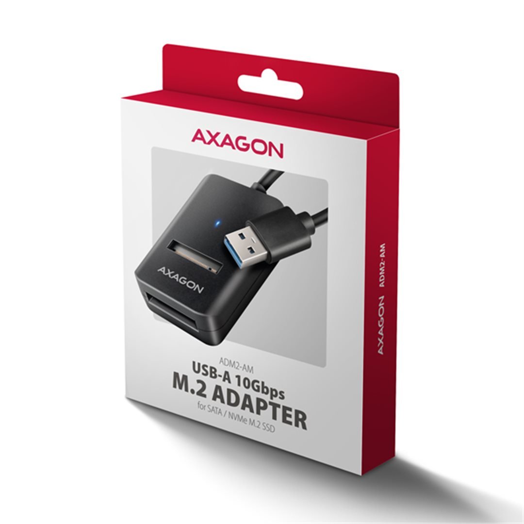 AXAGON ADM2-AM USB-A 3.2 GEN2 - 1X NVME/SATA SDD ADAPTER - Image 4