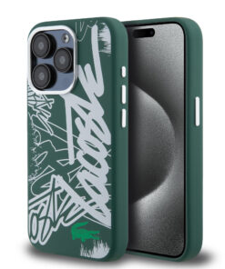 Lacoste Graffiti Hard Case Θήκη προστασίας από Liquid σιλικόνη για iPhone 15 Pro (Πράσινο/Λευκό– LCHCP15LGRAH)