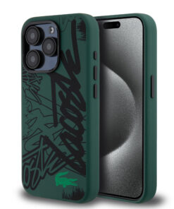 Lacoste Graffiti Hard Case Θήκη προστασίας από Liquid σιλικόνη για iPhone 15 Pro (Πράσινο/Μαύρο)