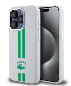 Lacoste Stripes Hard Case Θήκη προστασίας από Liquid σιλικόνη για iPhone 15 Pro (Πράσινο/Λευκό)