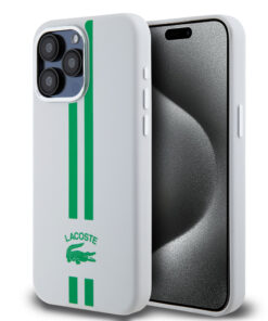 Lacoste Stripes Hard Case Θήκη προστασίας από Liquid σιλικόνη για iPhone 15 Pro Max (Πράσινο/Λευκό)
