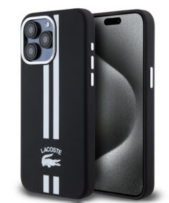 Lacoste Stripes Hard Case Θήκη προστασίας από Liquid σιλικόνη για iPhone 15 Pro Max (Λευκό)