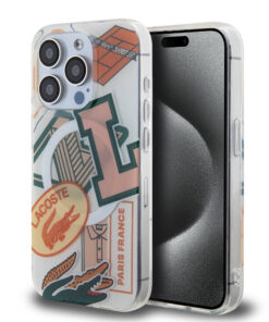 Lacoste Magsafe Double Layer Patch Hard Case Θήκη προστασίας από Σιλικόνη για iPhone 15 Pro (White/Orange)