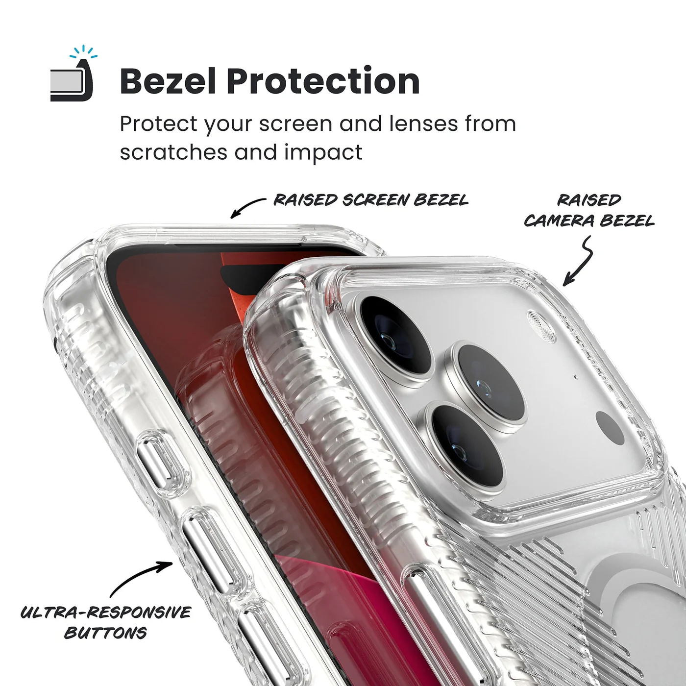 SPECK IPHONE 17 PRO MAX CASE (150982-3223) PRESIDIO PERFECT CLEAR GRIP + MS-CLEAR/CLEAR/SILVER - Image 4