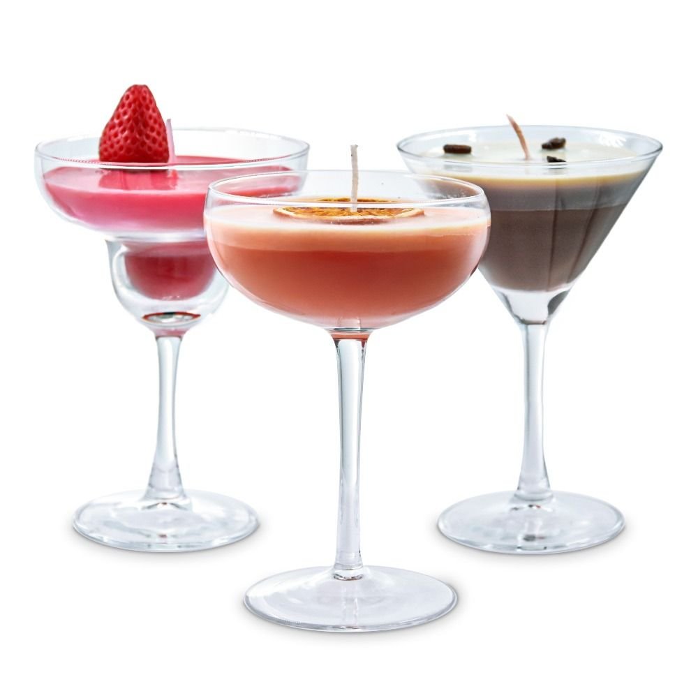 mm Cocktail Candle Set – Σετ 3 Αρωματικά Κεριά σε Σχήμα Κοκτέιλ (Pornstar Martini, Espresso Martini, Daiquiri)