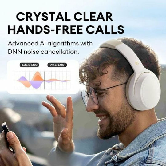 Edifier WH700NB Ασύρματα / Ενσύρματα Over Ear Ακουστικά με 68 ώρες Λειτουργίας και Quick Charge Μπεζ - Image 5