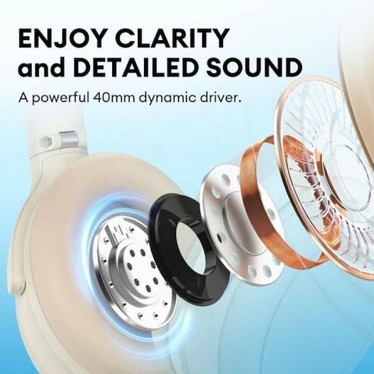 Edifier WH700NB Ασύρματα / Ενσύρματα Over Ear Ακουστικά με 68 ώρες Λειτουργίας και Quick Charge Μπεζ - Image 4