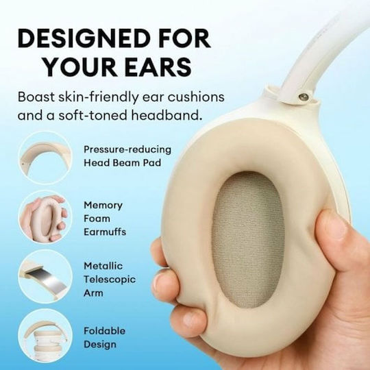 Edifier WH700NB Ασύρματα / Ενσύρματα Over Ear Ακουστικά με 68 ώρες Λειτουργίας και Quick Charge Μπεζ - Image 3