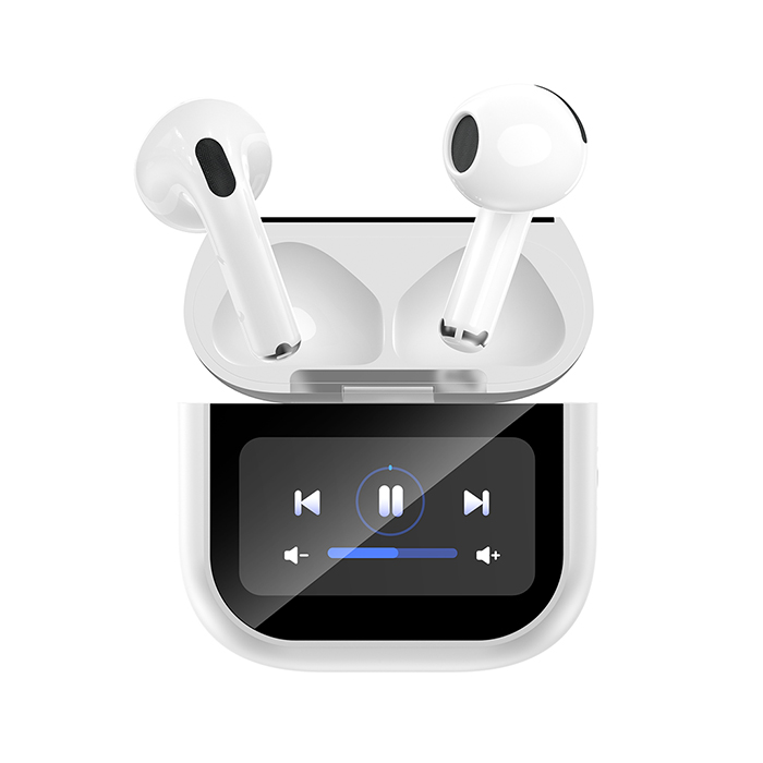 Bluetooth ακουστικά handsfree με θήκη ασύρματης φόρτισης και οθόνη, σε λευκό χρώμα - XO X42 PRO 6TH GENERATION